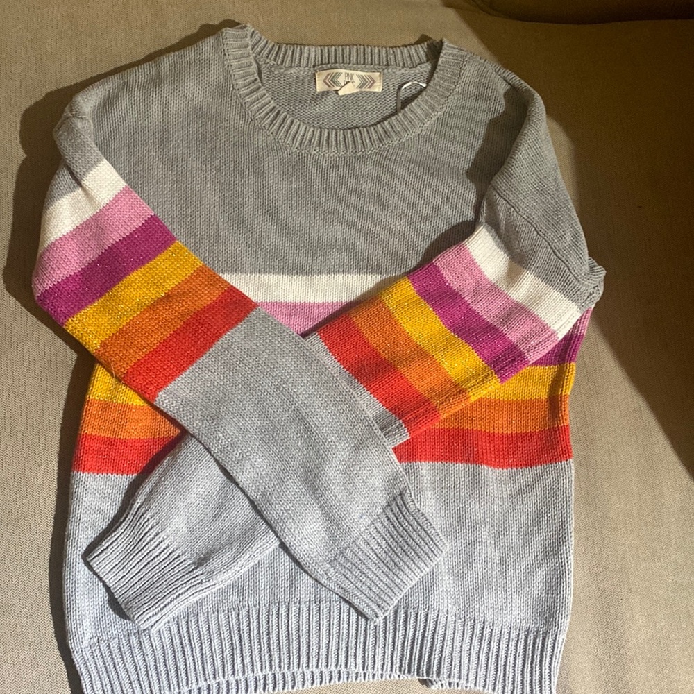 Pink rose striped sweater